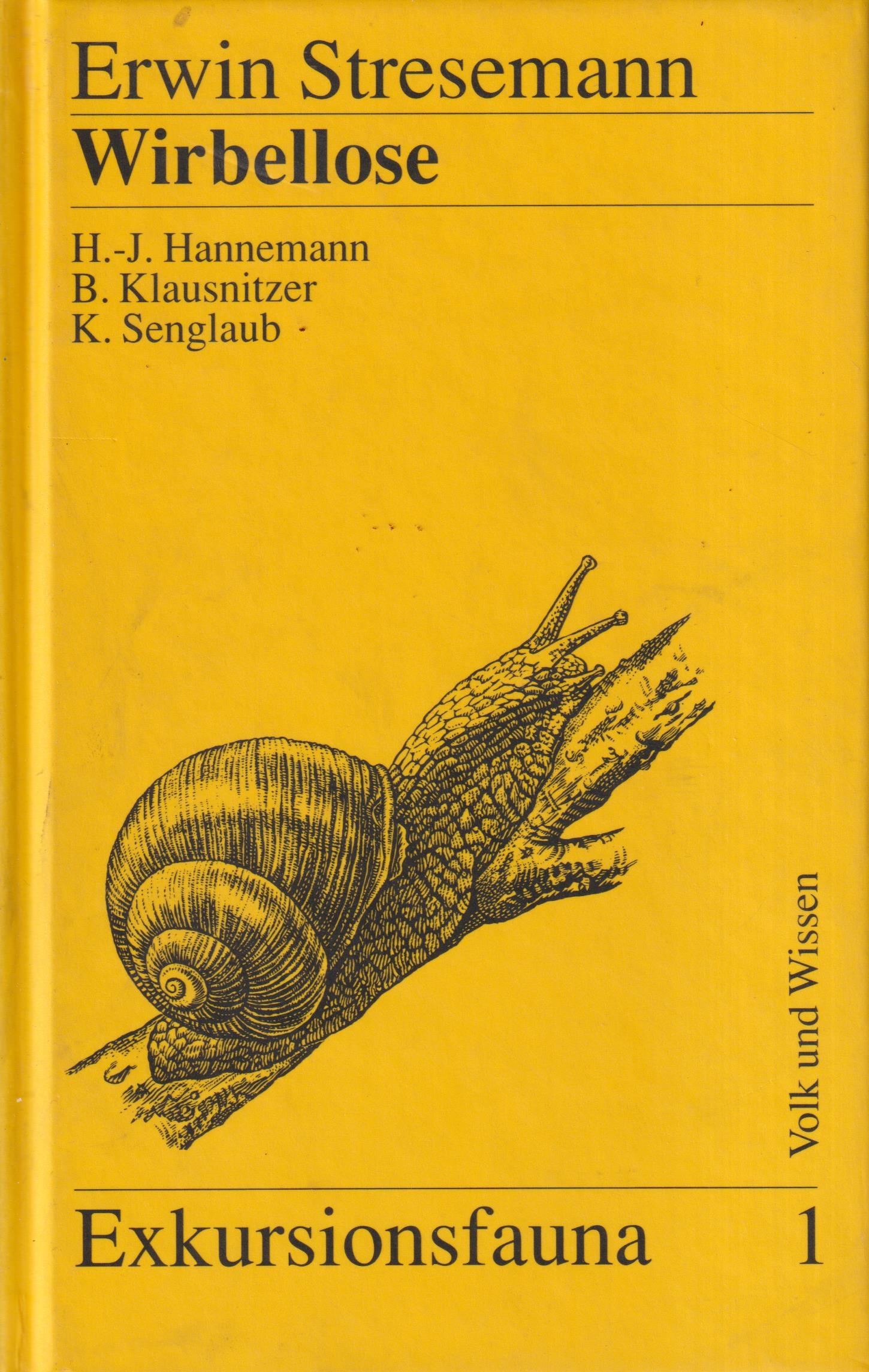 Exkursionsfauna von Deutschland Band 1 Wirbellose (ohne Insekten) - Stresemann, Erwin, u.a.