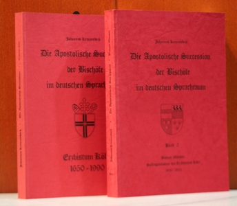 Kreuzenbeck, Johannes:  Die apostolische Succession der Bischfe im deutschen Sprachraum. 1. und 2. Band. 1. Band: Erzbistum Kln 1650 - 1990. 2. Band: Bistum Mnster 1650 - 1993. 