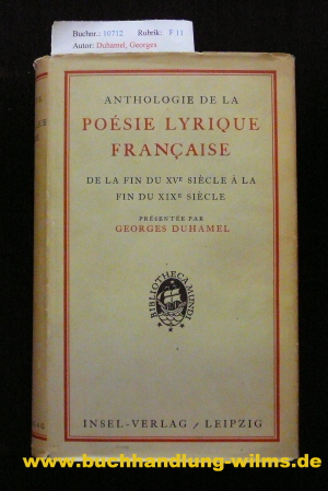 Duhamel, Georges. Poesie Lyrique Francaise.