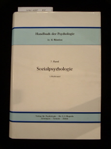 Graumann / Kruse / Kroner. Sozialpsychologie  - 1. Halbband. Handbuch der Psychologie in 12 Bnden - Band 7. 2. Auflage.