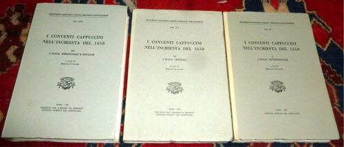 I Conventi Cappuccini Nell`Inchiesta Del 1650. 3 Bde, Tomos, Vol. I - III, komplett.