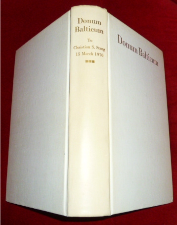 Edited By Velta Ruke-Dravina. Donum Balticum to Professor Christian S. Stang on the occasion of his seventieth birthday 15 March 1970.
