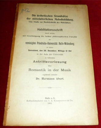 Dr. Hermann Abert Die sthetischen Grundstze der mittelalterlichen Melodiebildung. Eine Studie zur Musiksthetik des Mittelalters.