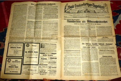 Hauptschriftleiter Gottfried Genz Bad Lauterberger Tageblatt. Lauterbergerwochen- und Anzeigeblatt. Kneippkurort Bad Lauterbeg im Harz, Montag, den 4. Dezember 1939. Nr. 284, 86. Jahrgang.