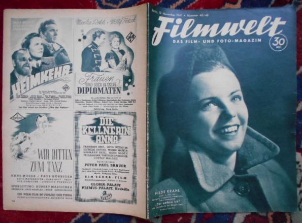 Hauptschriftleiter : Hans Bulcke Filmwelt. Das Film- und Foto-Magazin. Berlin 12. November 1941. Nummer 45/46.