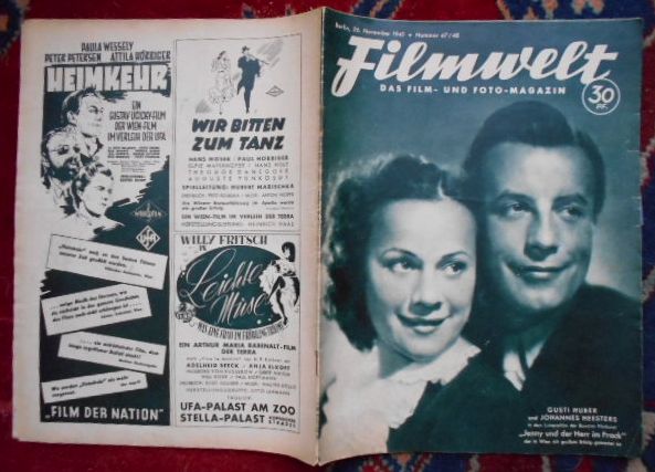 Hauptschriftleiter : Hans Bulcke Filmwelt. Das Film- und Foto-Magazin. Berlin 26. November 1941. Nummer 47/ 48.