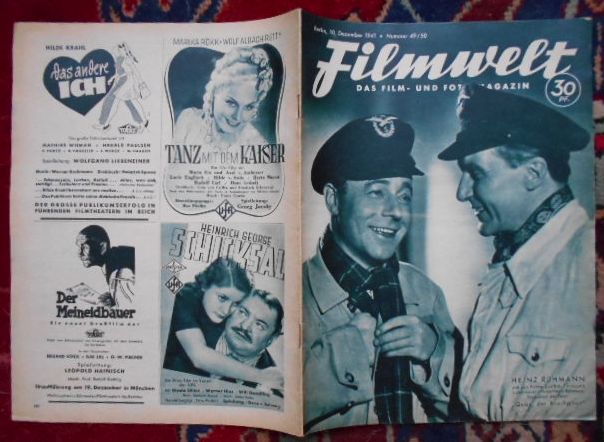 Hauptschriftleiter : Hans Bulcke Filmwelt. Das Film- und Foto-Magazin. Berlin 10. Dezember 1941. Nummer 49/ 50.