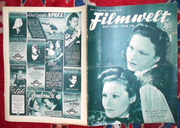 Hauptschriftleiter : Hans Bulcke Filmwelt. Das Film- und Foto-Magazin. Berlin 5. August 1942. Nummer 29/30
