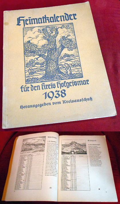 Kreisausschu, Herausgeber, Nachwort: Andrae Heimatkalender fr den Kreis Hofgeismar 1938