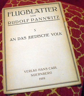 Rudolf Pannwitz Flugbltter. 5. An das Juedische Volk.