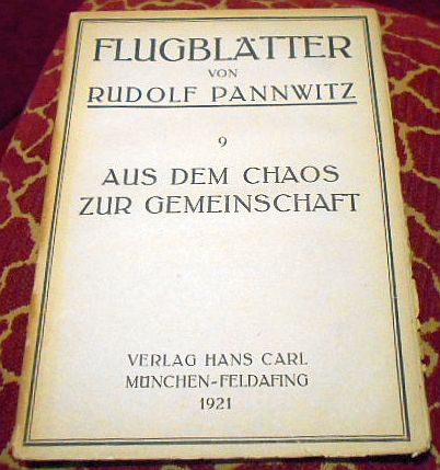 Rudolf Pannwitz Flugbtter. 9. Aus dem Chaos zur Gemeinschaft.