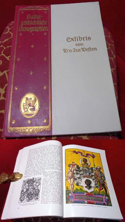 Walter von zur Westen Exlibris - Bucheignerzeichen mit 233 Abbildungen darunter 4 farbigen Tafeln.