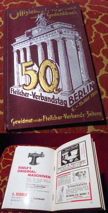 Deutscher Fleischer-Verband, Hrsg. Offizielles Programm und Gedenkbuch zum 50.Fleischer-Verbandstag, vom 6.-10. Juli 1930 in Berlin