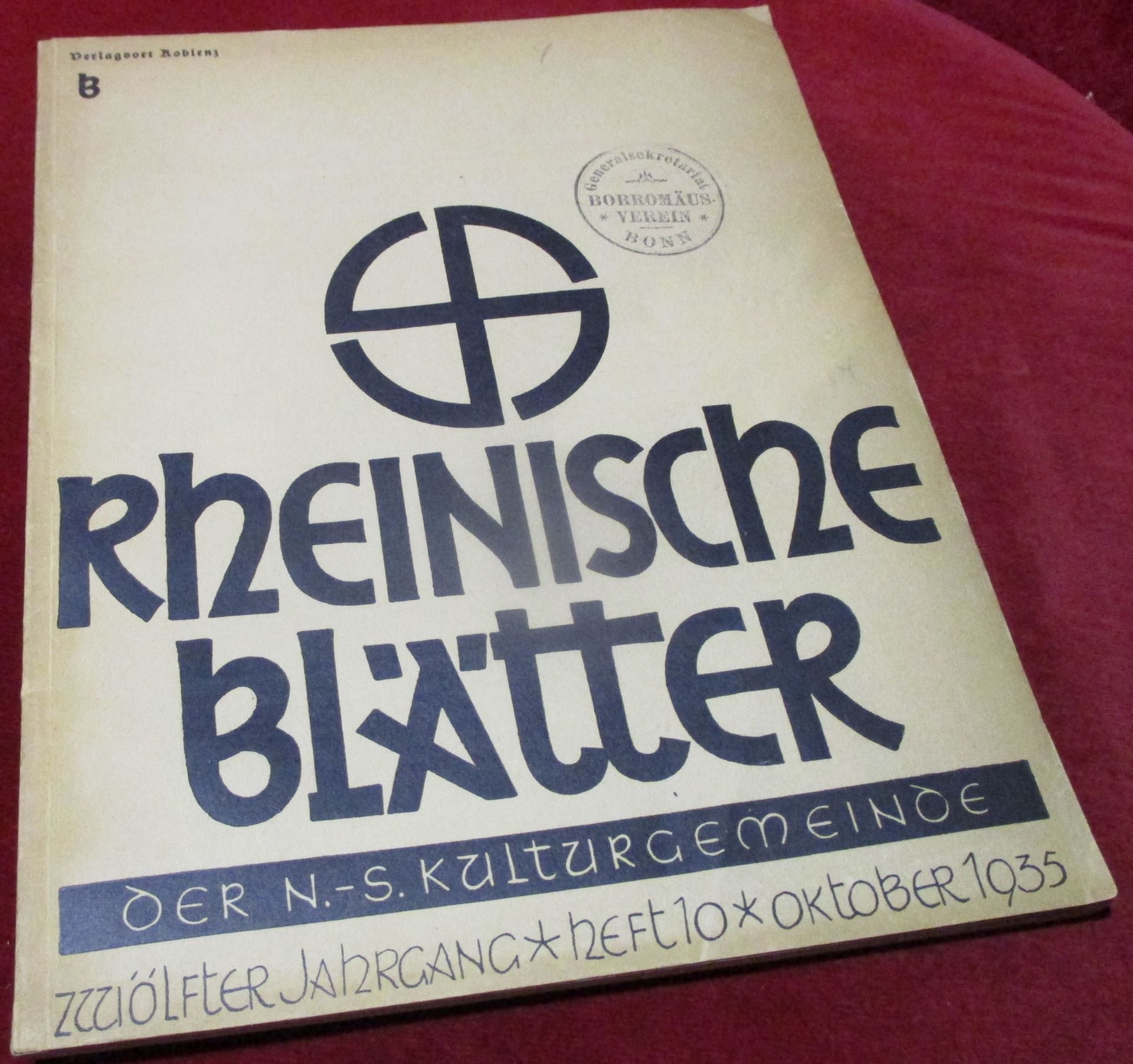 Herausgeber  Robert Brandes, Mitarbeit Theodor Seidenfaden Rheinische Bltter der N.-S. Kulturgemeinde, Zwlfter Jahrgang, Heft 10, Oktober 1935