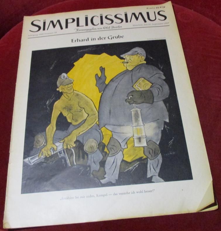 Herausgegeben von Olaf Iversen Simplicissismus. Mnchen 27. September 1958. Nummer 39.  Erhard in der Grube.