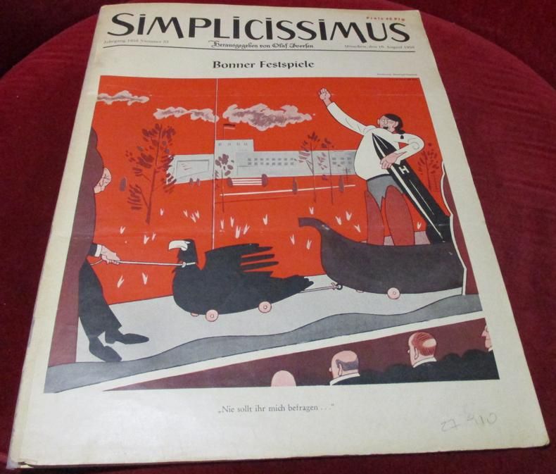 Herausgegeben von Olaf Iversen Simplicissismus. Mnchen 16. August 1958. Nummer 33. Bonner Festspiele.